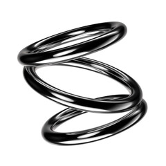 Poster - Futuristic chrome 3D object isolated. Abstract metallic rings design element. Silver metal shape