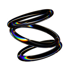 Poster - Futuristic 3D rings composition, glass dispersion shape design element, abstract geometric 3D object with prism effect