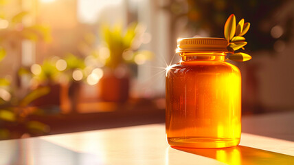 Canvas Print - Jar of honey on the table