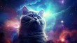 Beautiful cat in outer space.