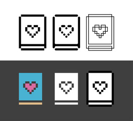 Poster - Pixel art outline sets icon of book of love in variation color. Love book icon on pixelated style. 8bits perfect for game asset or design asset element for your game design. Simple pixel art icon