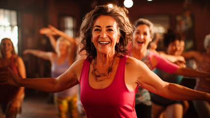 Wall Mural - happy senior women in sportswear smiling at camera