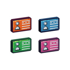 Poster - Isometric Pixel art 3d of id card icon for items asset. Card id icon on pixel bits style.8-bits perfect for game asset,design asset element,app,website, Vector illustration.
