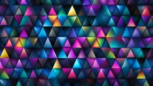 Bright Seamless Pattern With Iridescent Triangles On Black Background