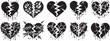 broken heart and failed love, black and white vector decoration