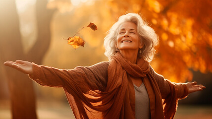 Wall Mural - beautiful senior lady in a white dress