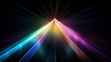 Wall Mural - Ethereal Rainbow Flares Prism Rainbow Light Flares Overlay on Black Background