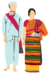 Wall Mural - Assam couple traditional dress