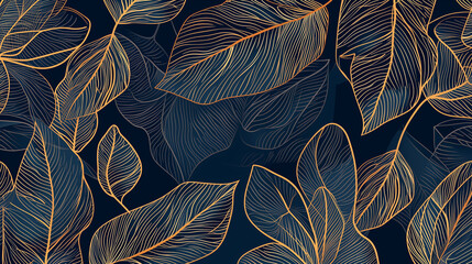 Botanical leaf line art background