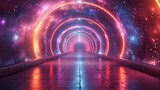 Fototapeta Przestrzenne - 3d rendering sci-fi tunnel and hallway