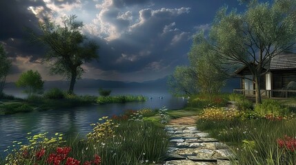 Wall Mural - lake in the forest