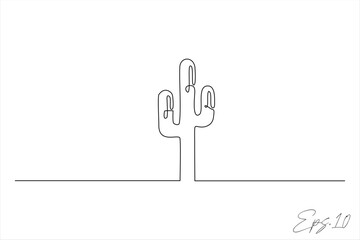 continuous line drawing of cactus tree