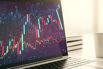 Poster - Abstract creative financial diagram on modern computer monitor, banking and accounting concept. 3D Rendering