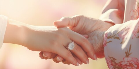 Aufkleber - A close-up image of a person holding another person's hand. Suitable for various concepts and designs