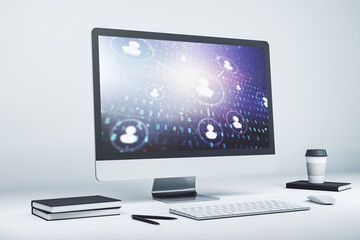 Aufkleber - Modern computer screen with social network media concept. 3D Rendering