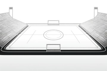Poster - Simple black and white illustration of a soccer field. Suitable for sports publications