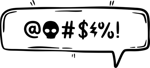 Hate angry talk, comic swear speech bubble. Aggressive expletive curse. Isolated vector intense emotion convey frustration, profanity, anger or humor, dialogue cloud with cuss, rude bully message