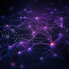 Wall Mural - Cyber big data flow. Blockchain Purple data fields. Network line connect stream