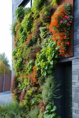 Poster - A stunning sight of a building completely covered in a variety of vibrant green plants, creating a harmonious blend of urban architecture and natural beauty