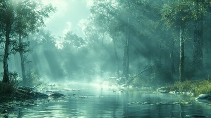 Wall Mural - Enchanting Misty Forest
