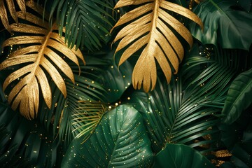 Poster - vibrant golden leaves contrasted against a lush green background, creating a captivating visual display of autumn beauty