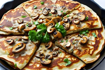 Wall Mural - Chicken mushroom pancake topping