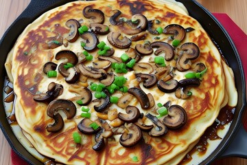 Wall Mural - Chicken mushroom pancake topping