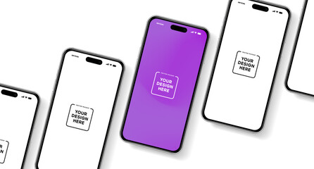 Wall Mural - 3d realistic high quality smartphone mockup with isolated background. smart phone mockup collection.