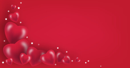 Wall Mural - romantic red hearts on a red background. the concept of a romantic festive evening