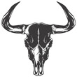 Silhouette bull head skull black color only