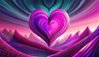3D pink and purple heart shape background