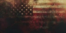 Abstract Depiction Of The American Flag With A Grungy Vintage Vibe. Concept American Flag, Abstract Art, Vintage Style, Grungy Aesthetic, Patriotic Decor