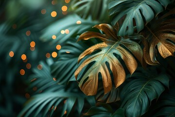 Poster - Tropical plant with shimmering gold leaves, showcasing its natural beauty and elegance