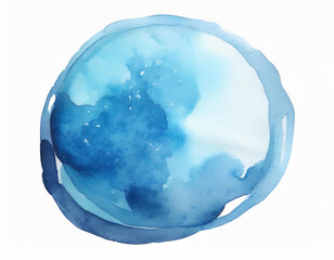 Wall Mural - blue watercolor paint round shape with liquid fluid isolated