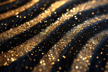 Aufkleber - vibrant gold glitter scattered elegantly on a deep black background, creating a mesmerizing contrast and a sense of luxury and beauty