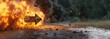 Background of arrows being launched sideways with an explosion effect. Copy space.
