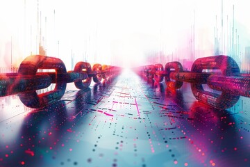 Poster - Technology background of binary code made of chain