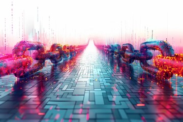 Poster - Technology background of binary code made of chain