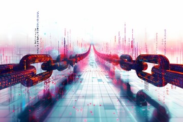 Poster - Technology background of binary code made of chain