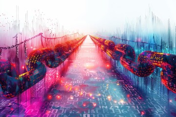 Poster - Technology background of binary code made of chain