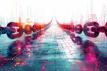 Poster - Technology background of binary code made of chain