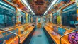 decorated subway car with bright colors. Generative AI