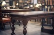 Wooden table in library setting. Ideal for educational projects