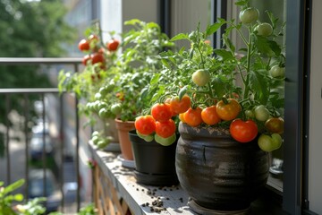 Poster - row of lush green potted plants sitting gracefully atop a window sill, basking in the sunlight that fills the room