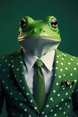 Poster - A frog wearing a formal suit and tie, suitable for business or formal occasions