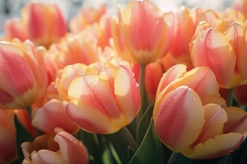 Canvas Print - Close up shot of a bunch of colorful flowers, suitable for various design projects