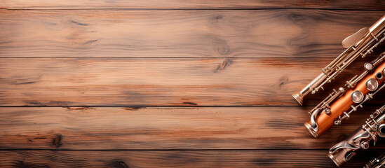 Wall Mural - transverse flutes in wood background