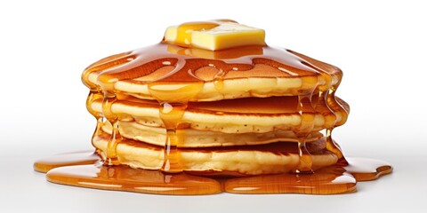 Canvas Print - Mouth-watering image of pancakes with syrup and butter, perfect for food blogs and menus