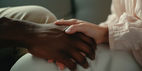 Aufkleber - Close up shot of two hands holding each other, suitable for various concepts and designs