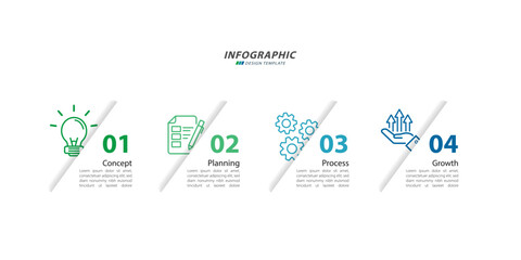 Wall Mural - Timeline infographic template. 4 Step timeline journey, calendar Flat simple infographics design template. presentation graph. Business concept with 4 options, vector illustration.